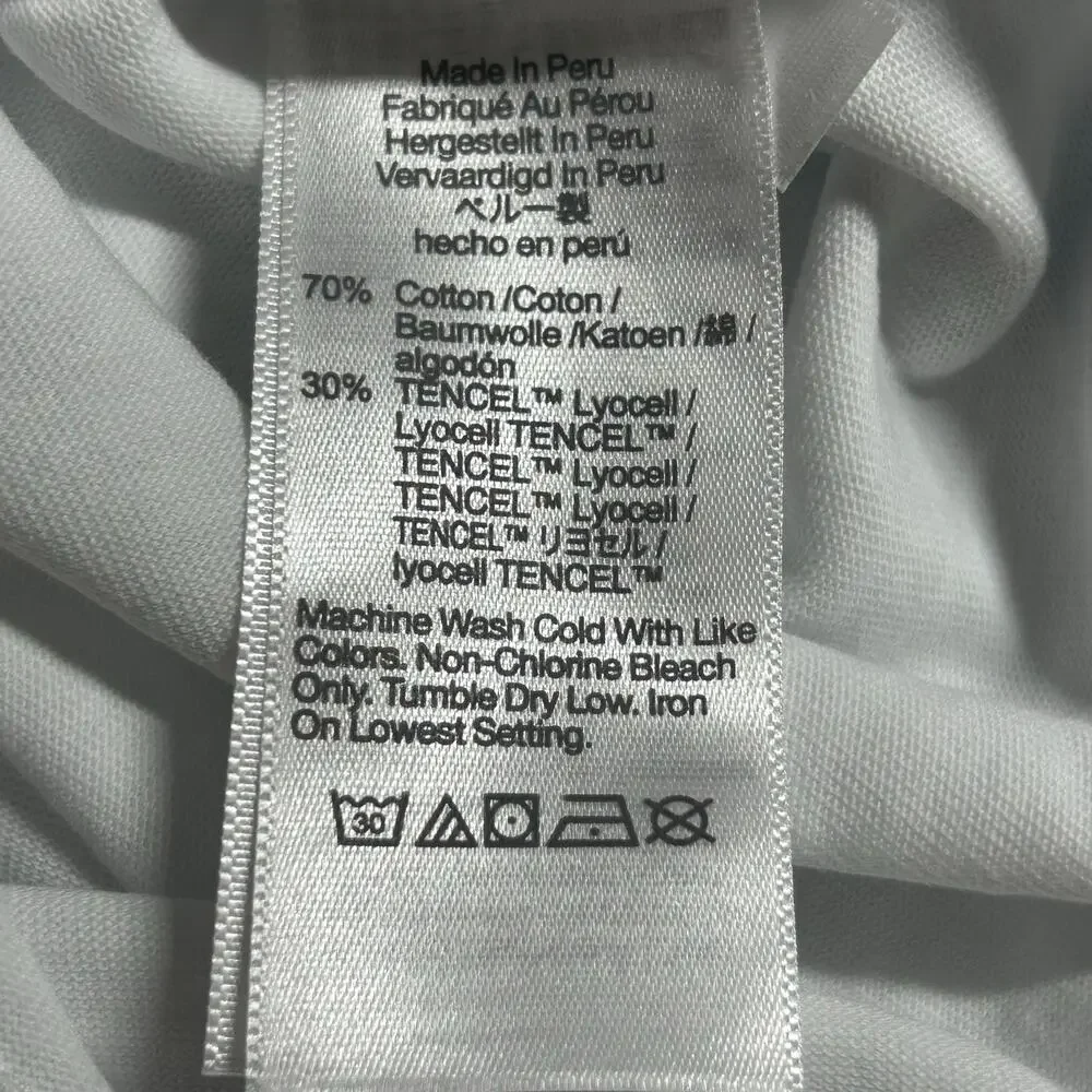 Madewell Women's Side Cinch Crewneck Stitching Detail White Tee Top XS New - Picture 9 of 9